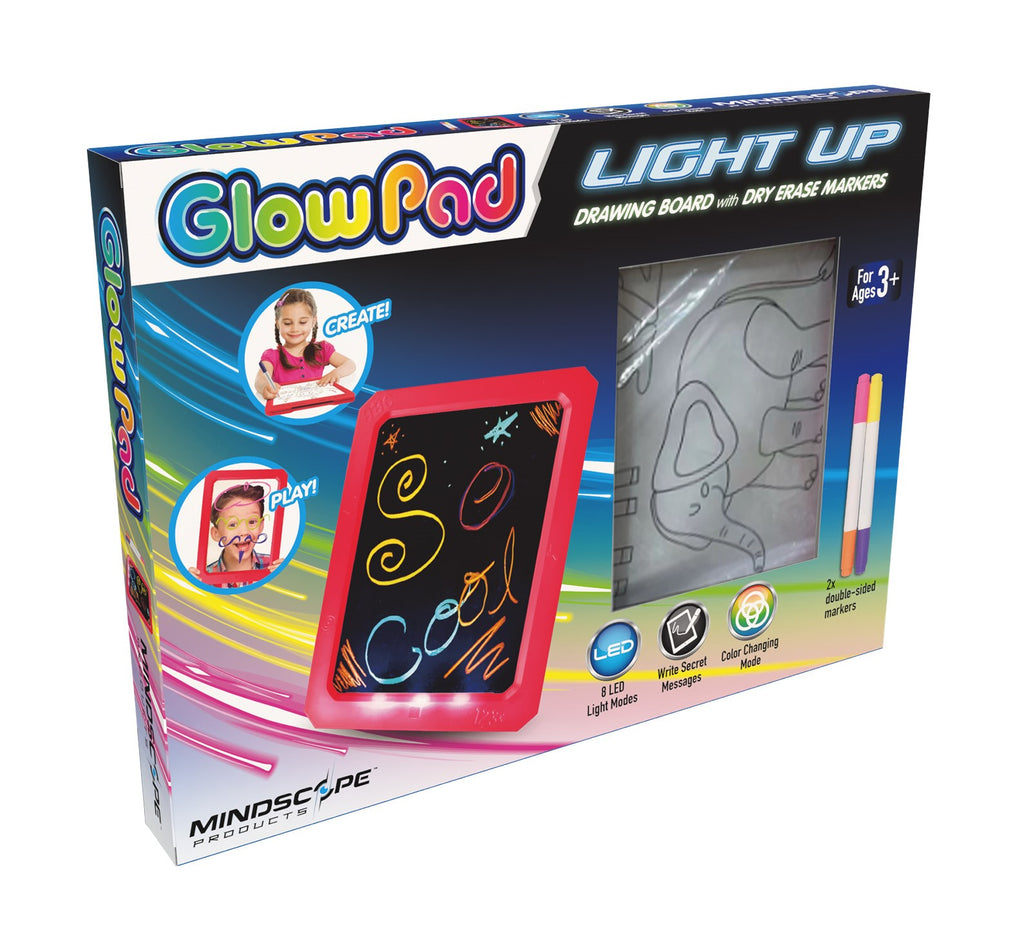 Light Up Glow Pad Drawing Board with Dry Erase Markers – Mindscope