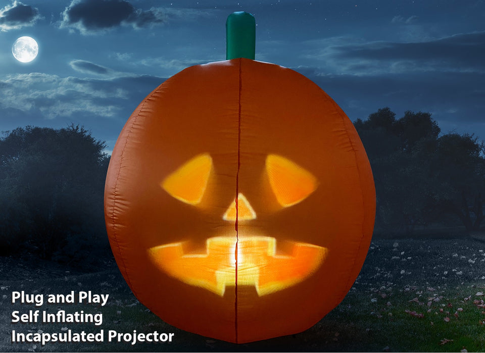 ANIMAT3D Inflatable Jabberin' Jack Talking Animated Inflatable Pumpkin with Built in Projector & Speaker Plug'n Play
