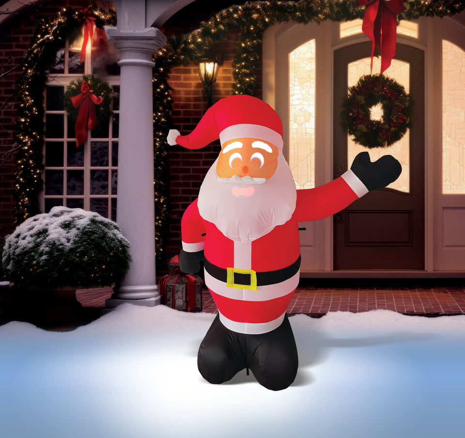 ANIMAT3D SanTek Claus Inflatable Talking Animated 7 Foot Santa Claus with Built in Projector & Speaker Plug'n Play for Outdoor Use