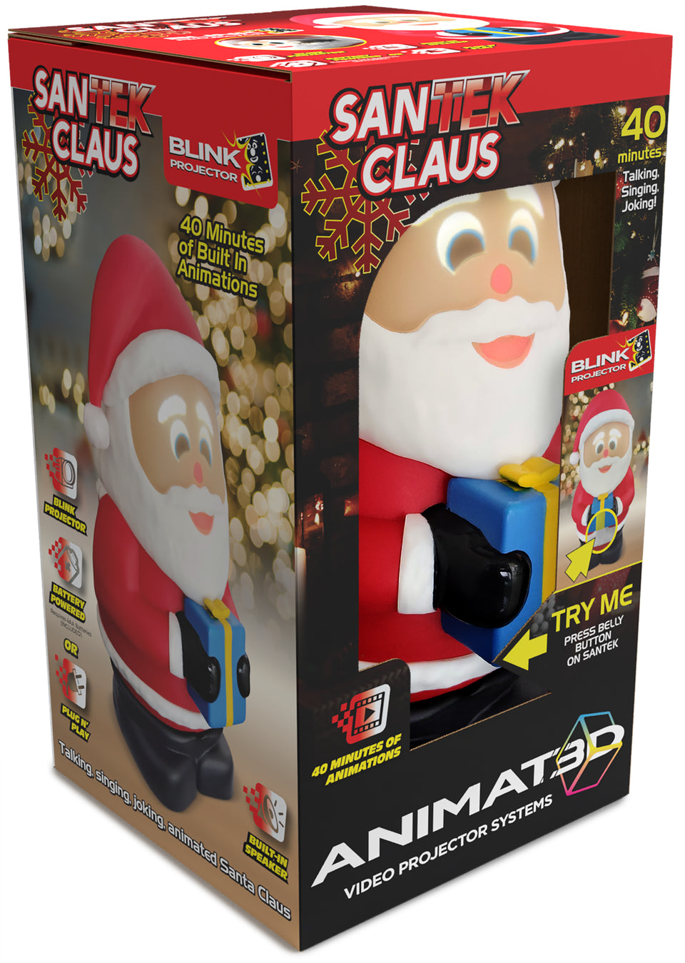 Blink Tech SanTek Claus with Built in Projector & Speaker Seasonal Holiday Home Decor