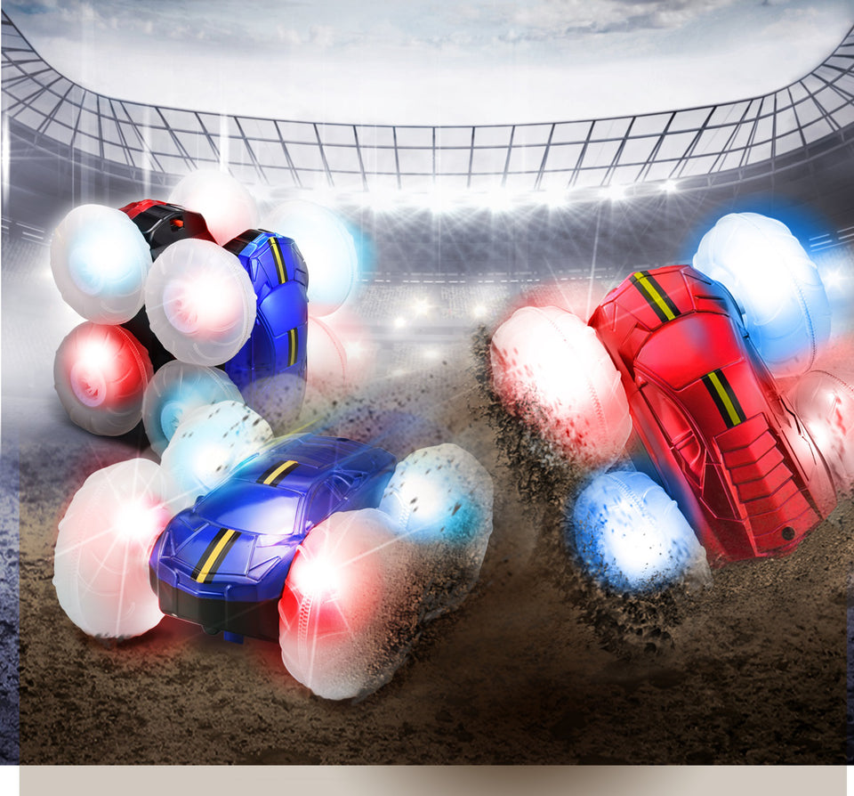 Turbo Twister Flip Racer Bright LED Light Up Stunt RC Remote Control Blue Vehicle