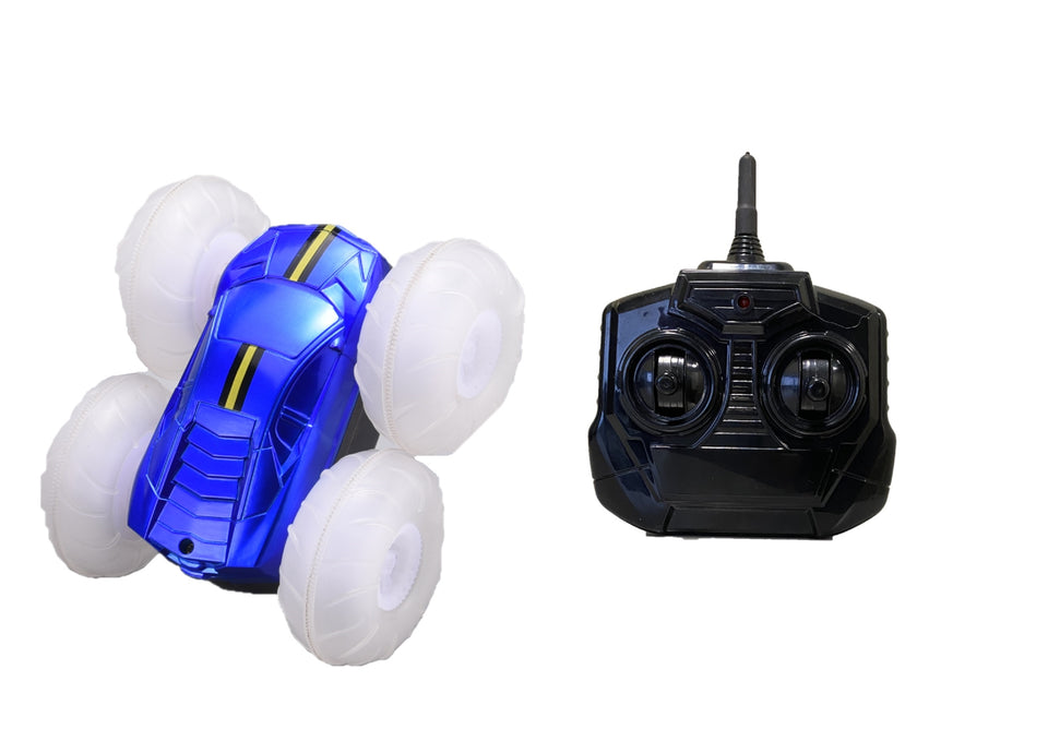 Turbo Twister Flip Racer Bright LED Light Up Stunt RC Remote Control Blue Vehicle