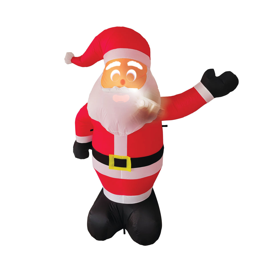 ANIMAT3D SanTek Claus Inflatable Talking Animated 7 Foot Santa Claus with Built in Projector & Speaker Plug'n Play for Outdoor Use
