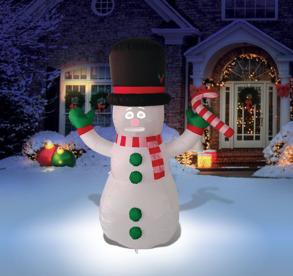 ANIMAT3D FrostByte Inflatable Talking Animated 7 Foot Snowman with Built in Projector & Speaker Plug'n Play for Outdoor Use