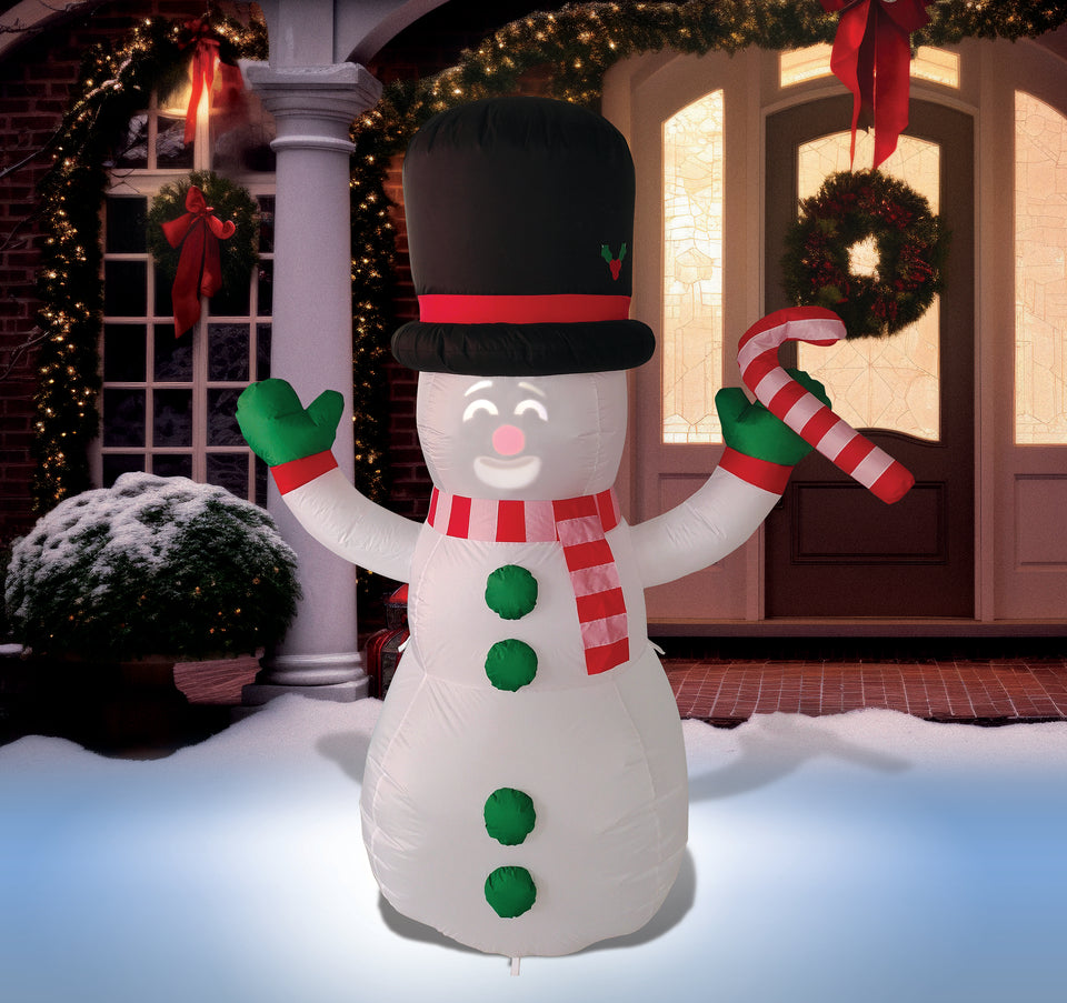 ANIMAT3D FrostByte Inflatable Talking Animated 7 Foot Snowman with Built in Projector & Speaker Plug'n Play for Outdoor Use
