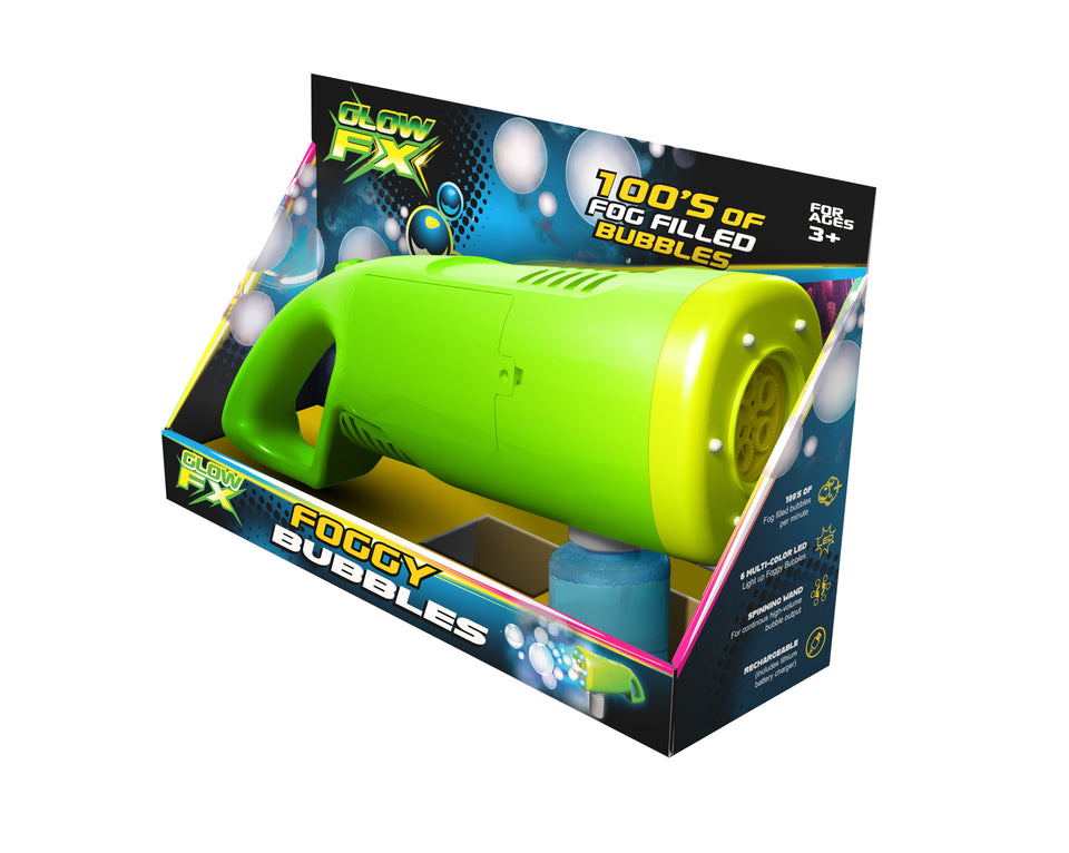 GlowFX Foggy Bubble Blaster with LED Lights and Bubble Jets That Blast FOG FILLED Bubbles