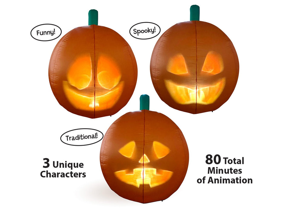 ANIMAT3D Inflatable Jabberin' Jack Talking Animated Inflatable Pumpkin with Built in Projector & Speaker Plug'n Play