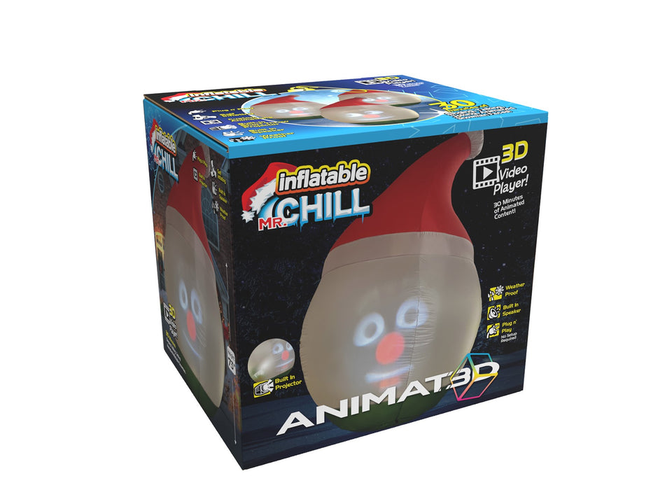 ANIMAT3D Inflatable Mr. Chill Talking Animated Inflatable Snowman with Built in Projector & Speaker Plug'n Play