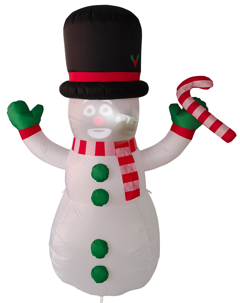 ANIMAT3D FrostByte Inflatable Talking Animated 7 Foot Snowman with Built in Projector & Speaker Plug'n Play for Outdoor Use