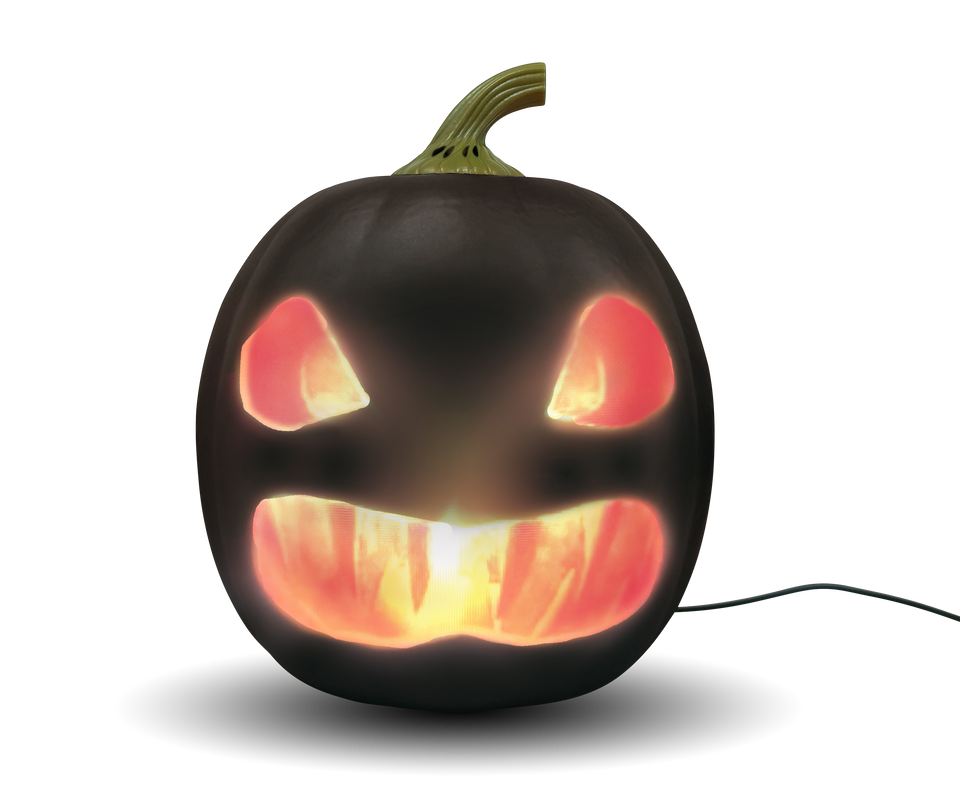 ANIMAT3D Jabberin' Jack Motion Sensor 12 Inch XL Talking Animated Black Pumpkin with Built in Video Projector, Speaker and Motion Sensor Includes 80 Minutes of Content