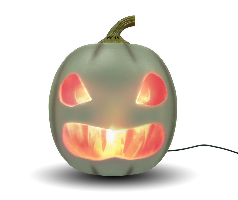 ANIMAT3D Jabberin' Jack Motion Sensor 12 Inch XL Talking Animated White Pumpkin with Built in Video Projector, Speaker and Motion Sensor Includes 80 Minutes of Content
