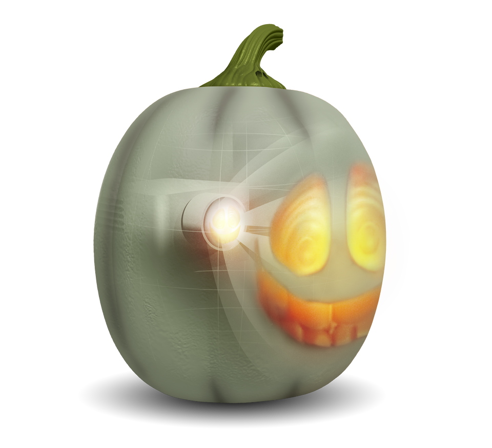 ANIMAT3D Jabberin' Jack Motion Sensor 12 Inch XL Talking Animated White Pumpkin with Built in Video Projector, Speaker and Motion Sensor Includes 80 Minutes of Content