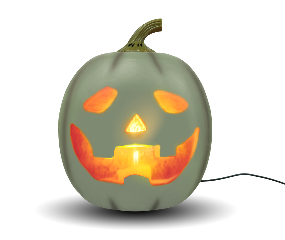 ANIMAT3D Jabberin' Jack Motion Sensor 12 Inch XL Talking Animated White Pumpkin with Built in Video Projector, Speaker and Motion Sensor Includes 80 Minutes of Content