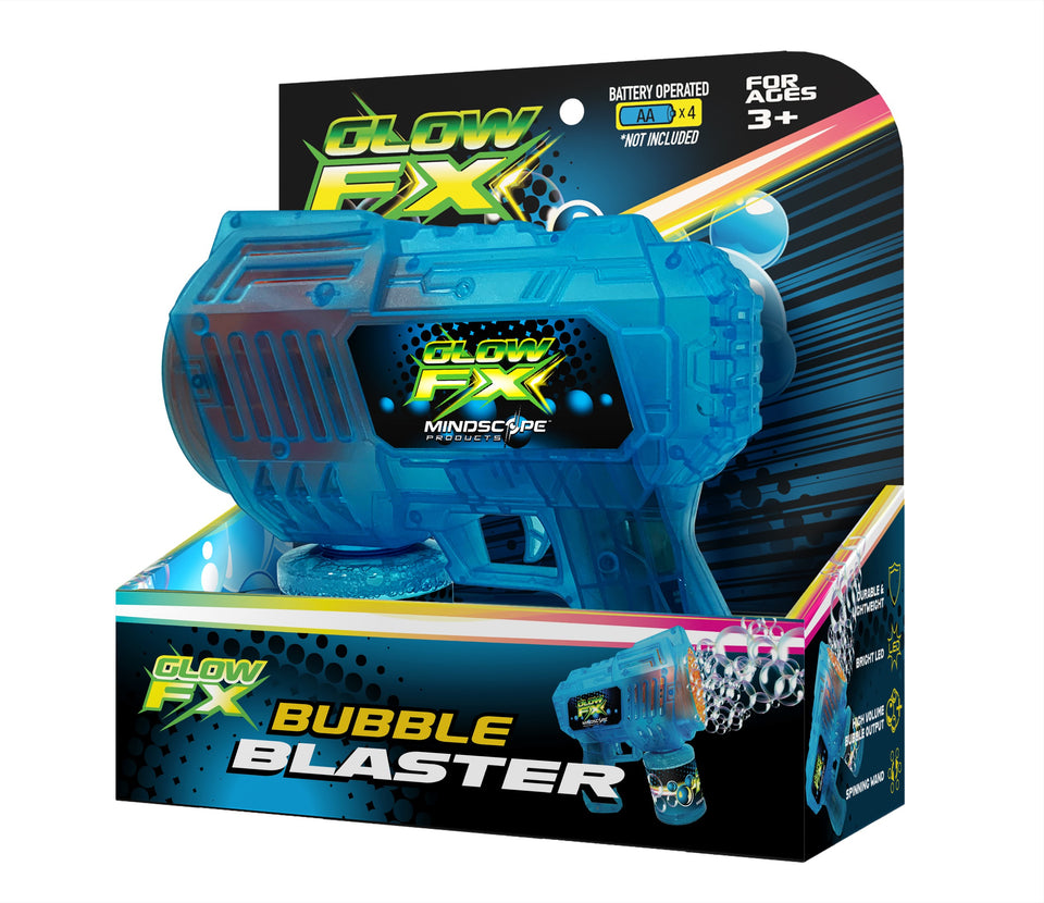 Mindscope GlowFX Bubble Blaster with LED Lights and Bubble Jets That Blasts Bubbles Includes Mess Free Attachable Bubble Cartridge
