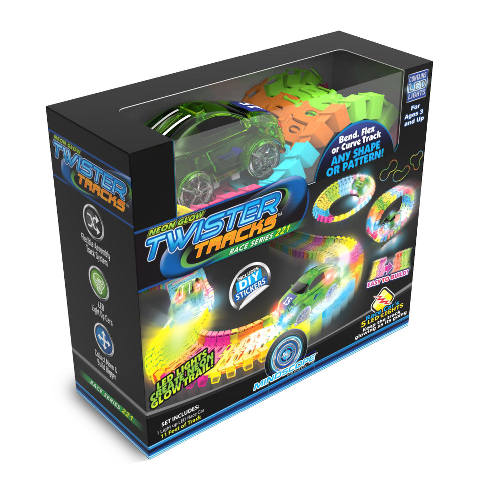 Twister Tracks 221 (11 feet) Neon Glow Track + 1 Green Race Car