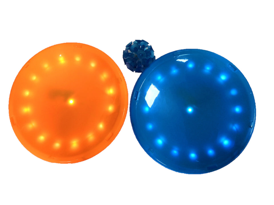 PaddleBritez 2 in1 Light Up Paddle Ball Game and Frisbee (Blue/Orange)