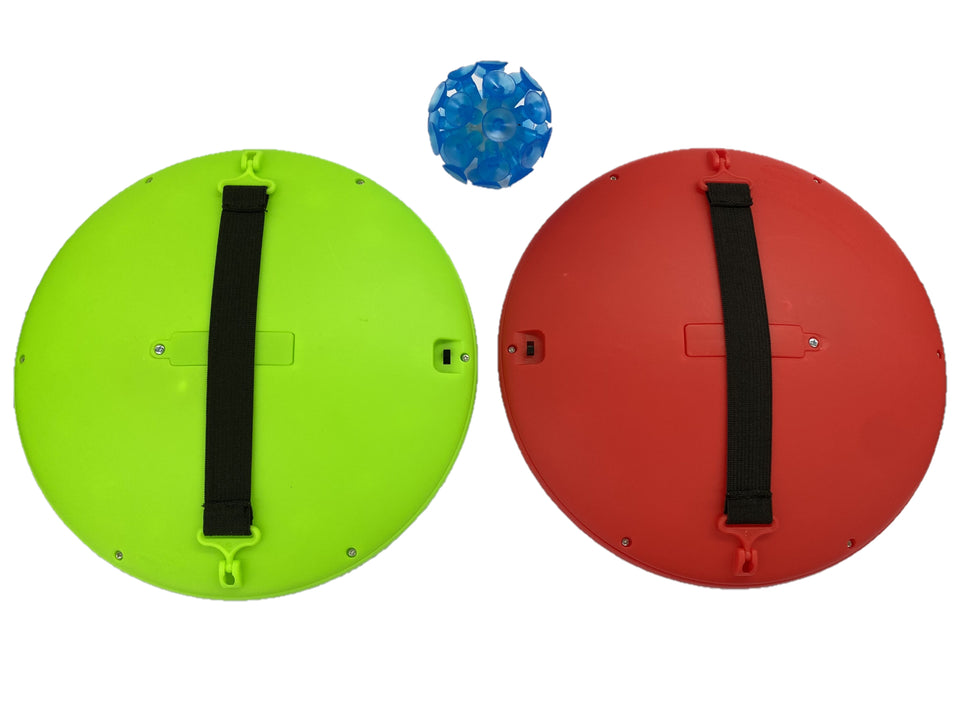 PaddleBritez 2 in1 Light Up Paddle Ball Game and Frisbee (Red/Green)